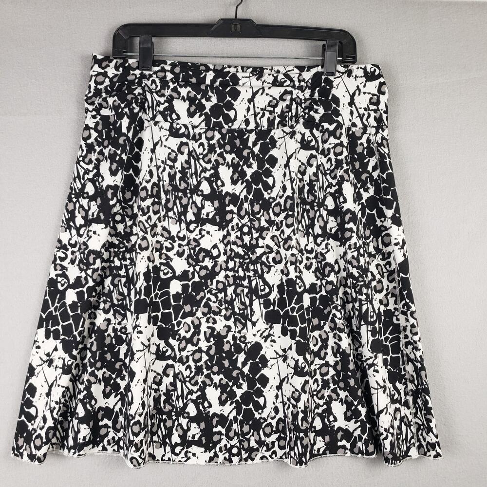 Tranquility Size XL Pull On A-Line Skirt Black White Animal Print Casual‎ Comfy
